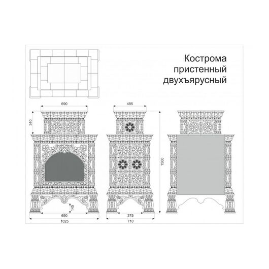 Камин КимрПечь Кострома Декоративный Двухъярусный белый, изображение 2