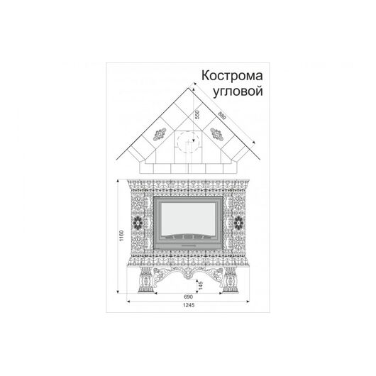 Печь камин КимрПечь Кострома Угловой Белый, изображение 2